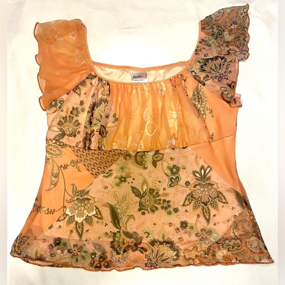 Vintage Studio 6 Orange Babydoll Top